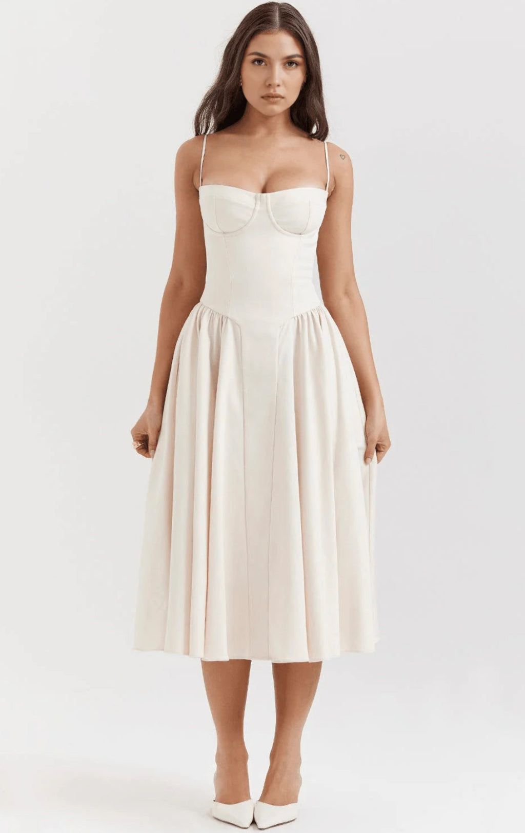 Blush Midi Bustier Dress Elegant Fit – Odette Dress