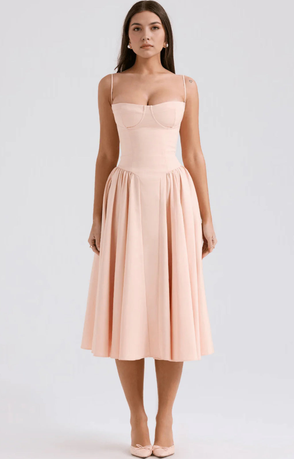 Blush Midi Bustier Dress Elegant Fit – Odette Dress
