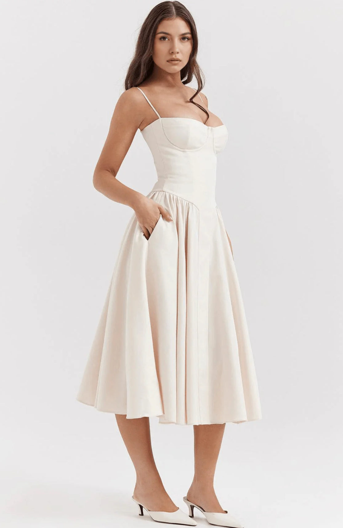 Blush Midi Bustier Dress Elegant Fit – Odette Dress