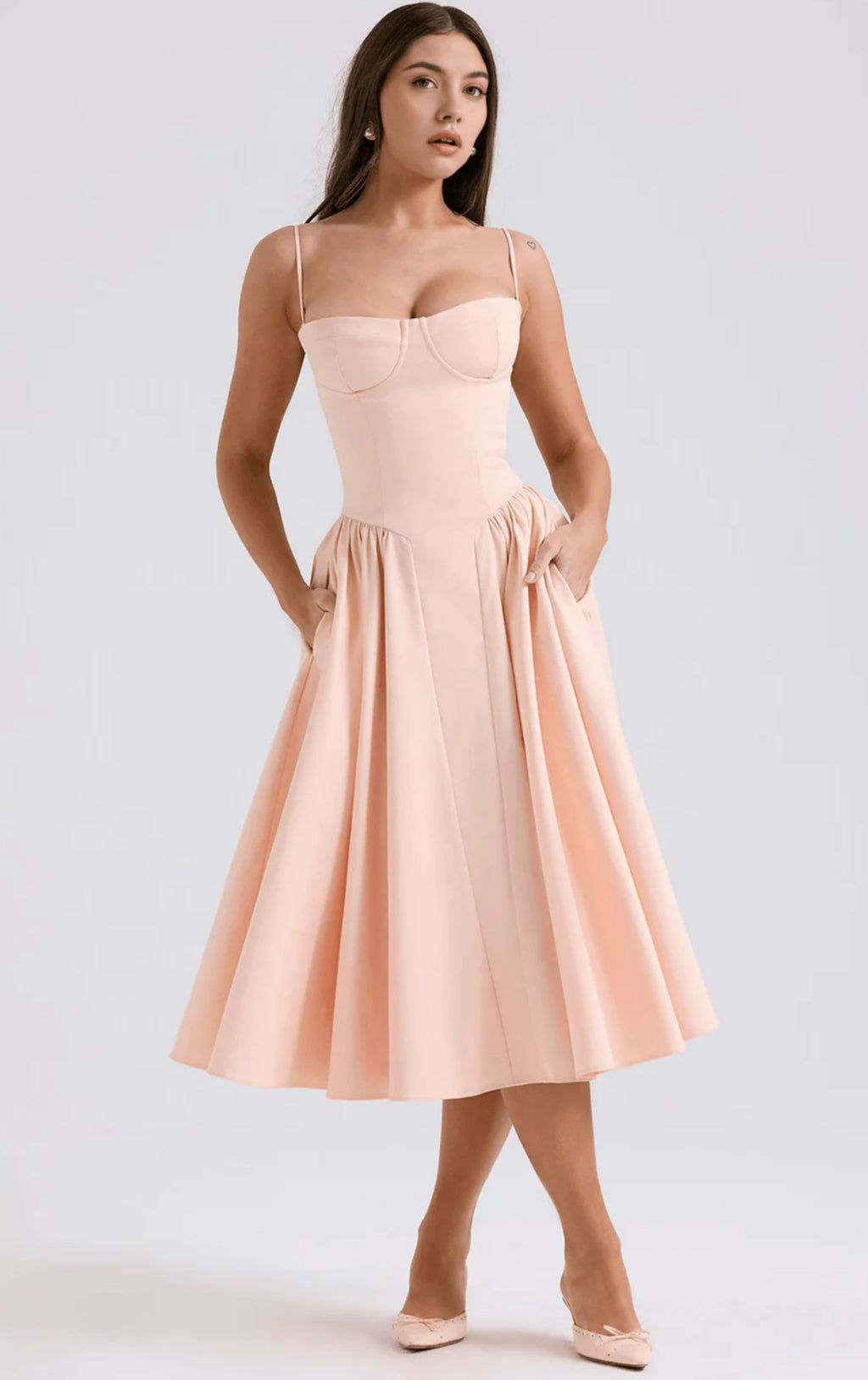Blush Midi Bustier Dress Elegant Fit – Odette Dress