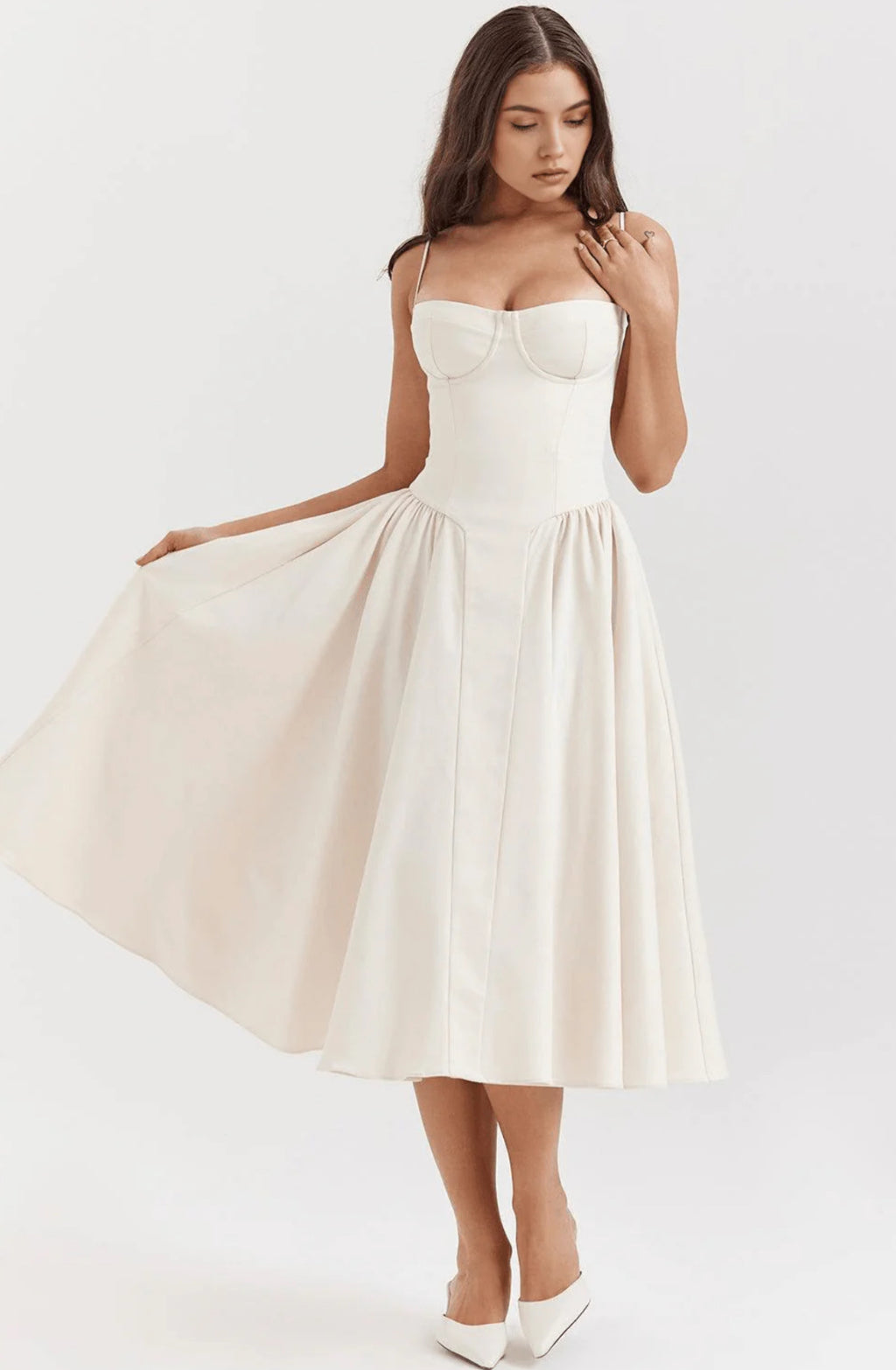 Blush Midi Bustier Dress Elegant Fit – Odette Dress