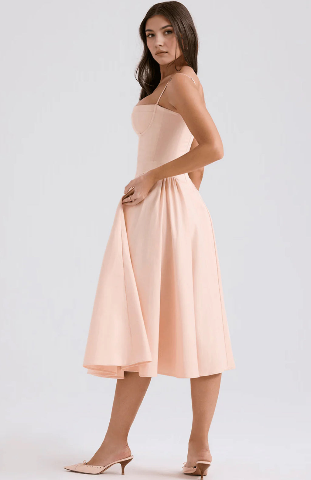 Blush Midi Bustier Dress Elegant Fit – Odette Dress