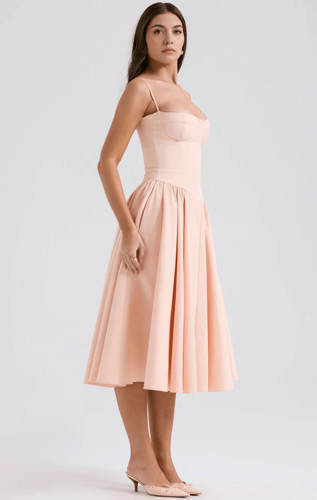 Blush Midi Bustier Dress Elegant Fit – Odette Dress
