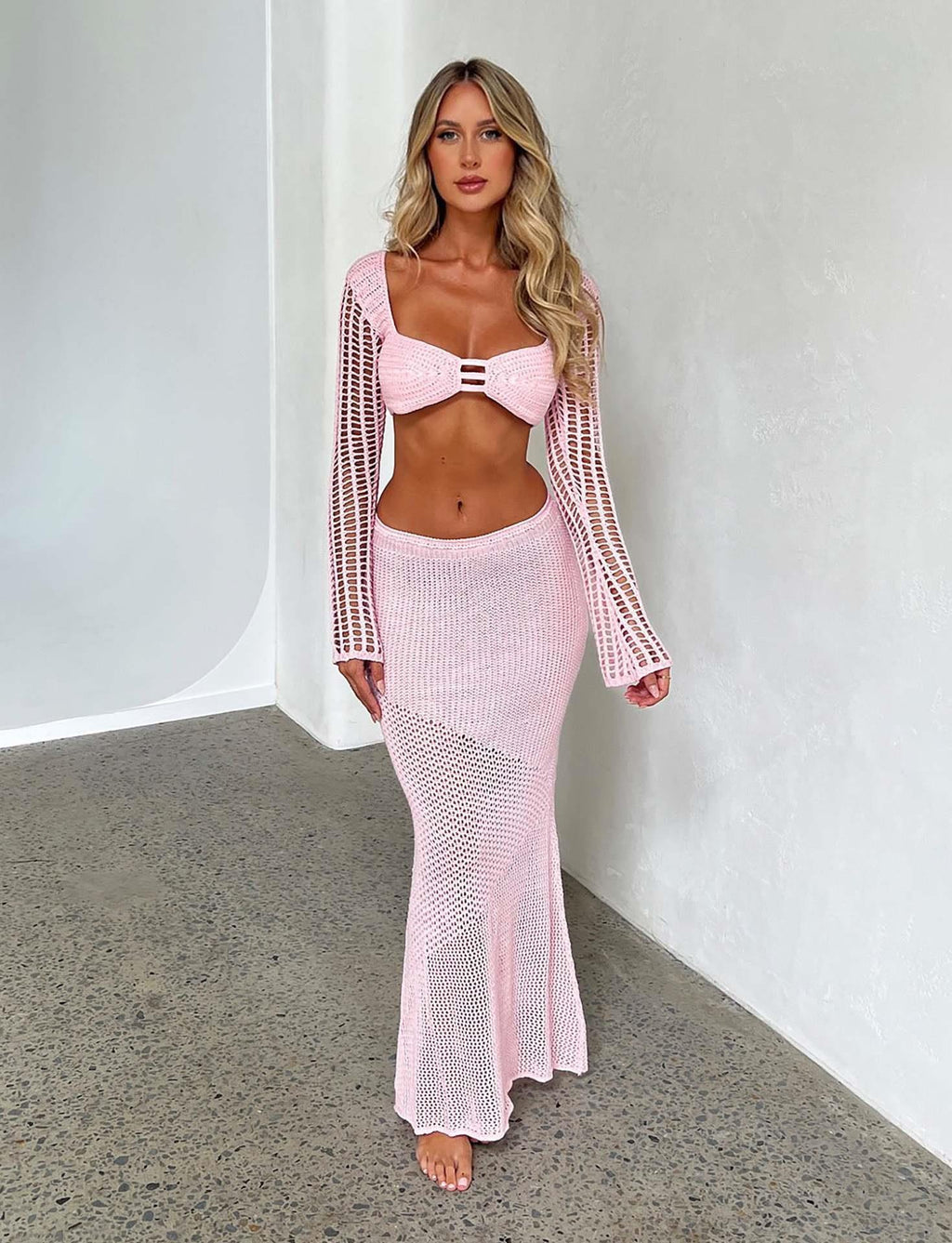 Carolina Set - Knit Two-Piece Set – Long Sleeve Crop Top & Skirt